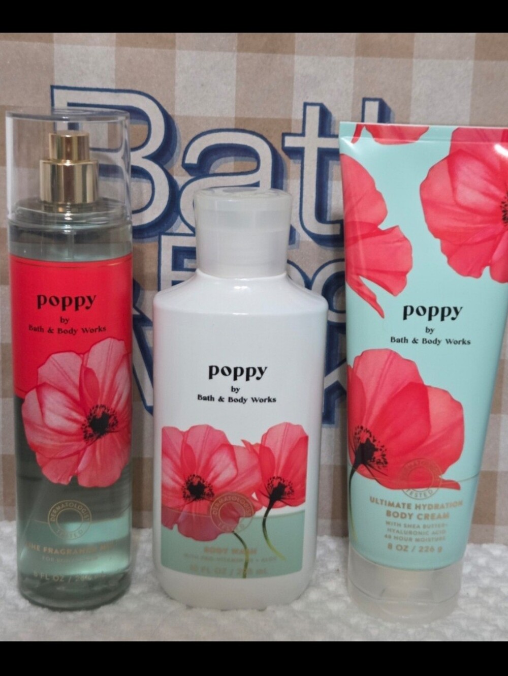 Bath and Body Works Poppy Bundle 3PC New!